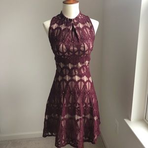 Love, Fire Plum Lace Halter Dress Size M